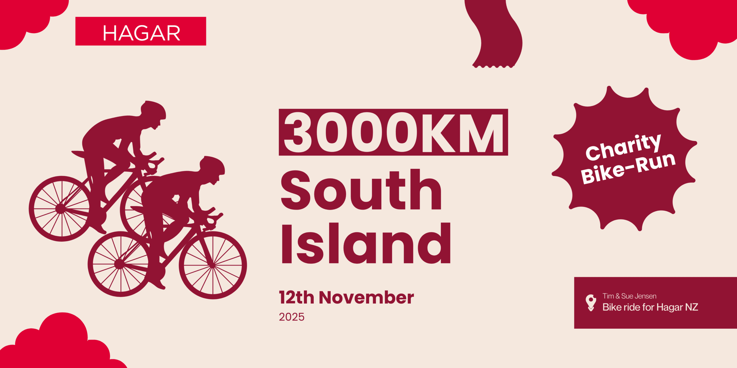 Tim and Sue during their South Island cycling challenge